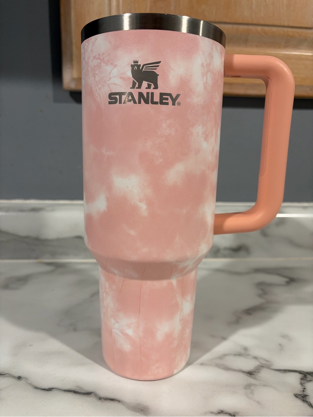 40 OZ Stanley Pink Marble Travel Tumbler with Handle